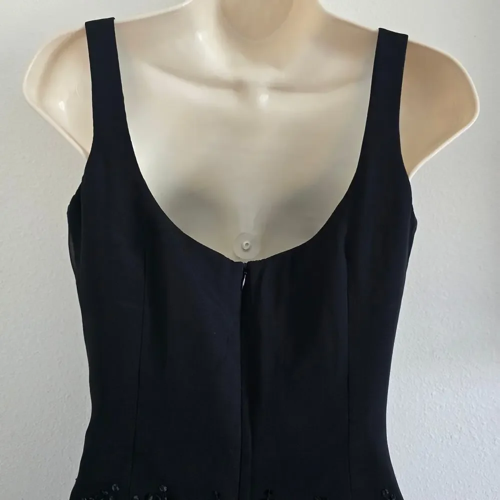 Vintage Laundry 100% Silk Beaded Drop Waist Handkerchief Hem Midi Slip Dress-6 - Picture 4 of 12